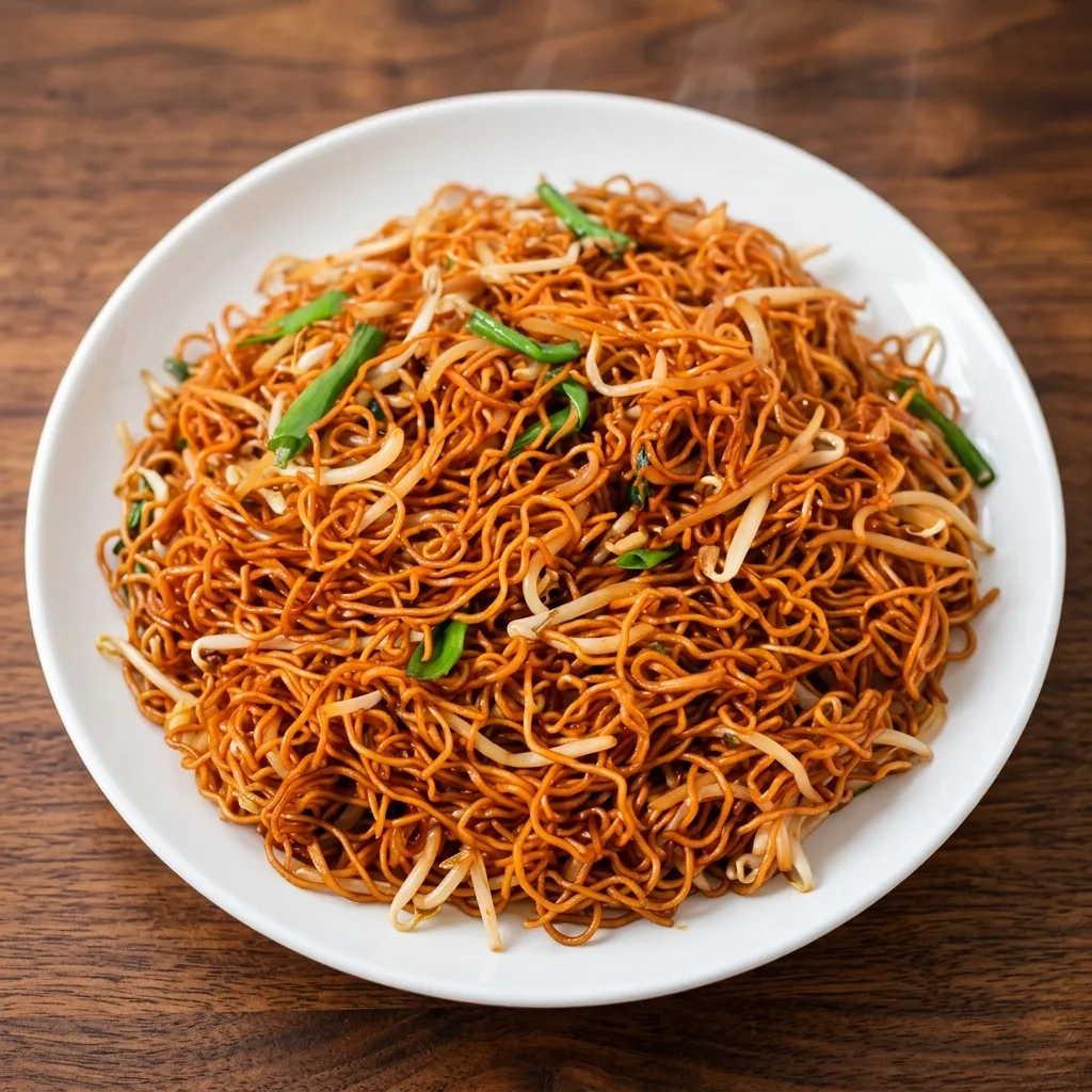Cantonese chow mein noodles at Mayflower in Winnipeg, MB
