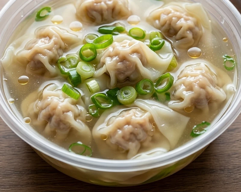 Wonton soup with pork dumplings at Mayflower in Winnipeg, MB